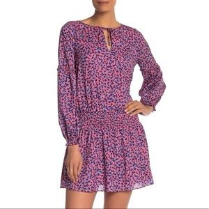 Parker Floral Smocked Waist Keyhole Dress In Dahlias - XS